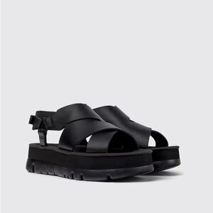 Women’s Black Leather Camper Oruga Up Platform Sandals Size 7